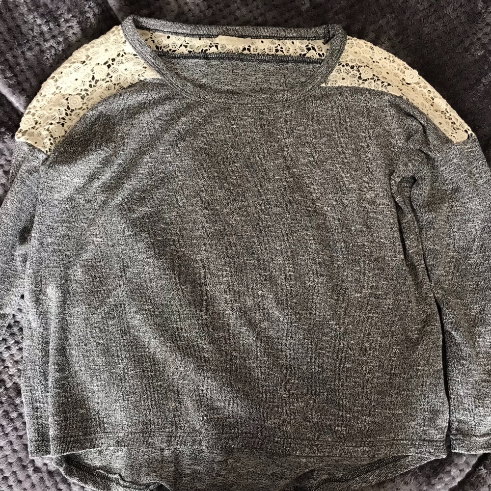 LF QED London long sleeve shirt w/ lace shoulders